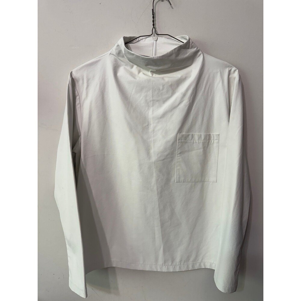 Zara Faux Leather white top minimalist size M nwt